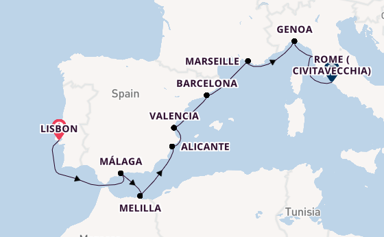 Western Mediterranean from Lisbon, Portugal with the Allura