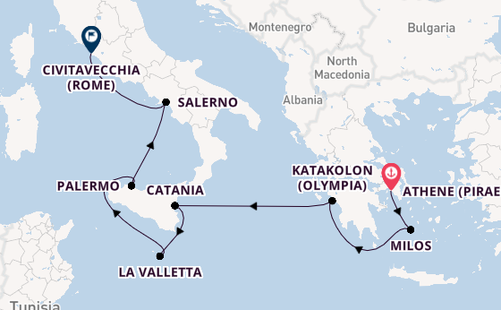 Middellandse Zee vanaf Athene (Piraeus), Griekenland met de Allura
