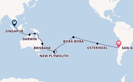 Transpazifik ab San Antonio, Chile auf der Volendam
