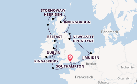 Britische Inseln ab Southampton, Großbritannien auf der Norwegian Star