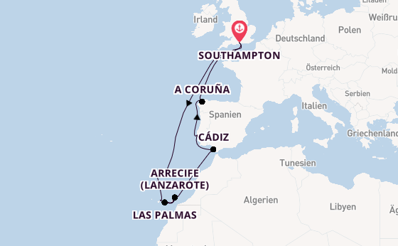 Kanarische Inseln ab Southampton, Großbritannien auf der Iona