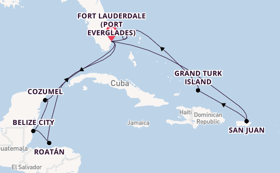 Caribbean from Fort Lauderdale (Port Everglades), Florida, USA with the Sun Princess