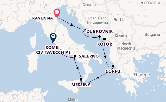 Mediterranean Sea from Ravenna, Italy with the Norwegian Sun