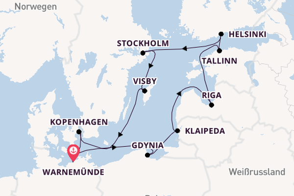 Ostsee ab Warnemünde, Deutschland auf der MSC Magnifica