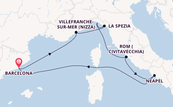 Westliches Mittelmeer ab Barcelona, Spanien auf der Celebrity Xcel