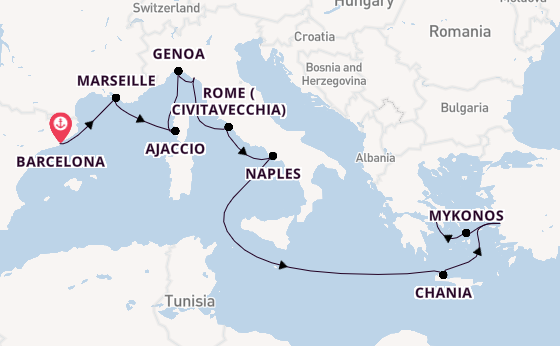 Mediterranean Sea from Australia with the Sun Princess