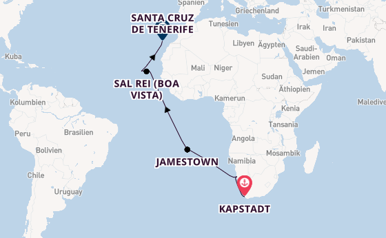 Portugal ab Kapstadt, Südafrika auf der EUROPA 2