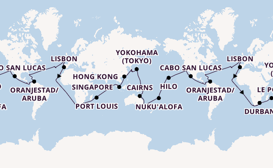 Round-the-World Trip from Miami, Florida, USA with the Queen Elizabeth