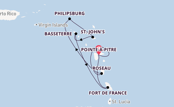Südliche Karibik ab Pointe-à-Pitre, Guadeloupe auf der MSC Meraviglia
