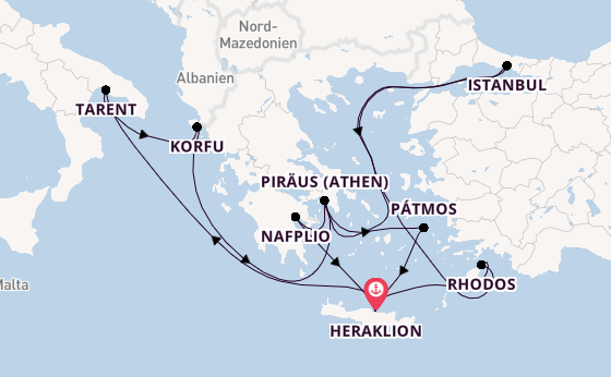 Östliches Mittelmeer ab Heraklion, Griechenland auf der Mein Schiff 5