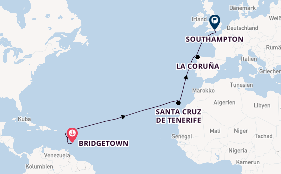 Südliche Karibik ab Bridgetown, Barbados auf der Iona