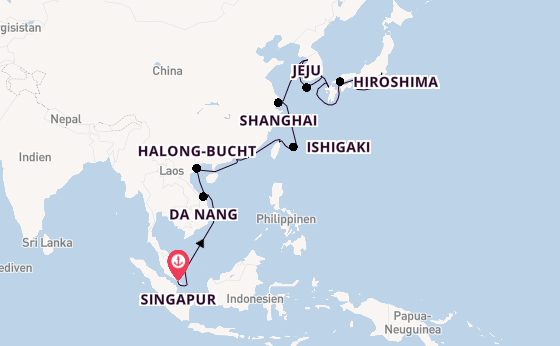Ostasien ab Singapur, Singapur auf AIDAstella