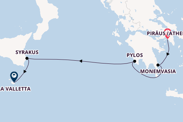 Mittelmeer ab Piräus (Athen), Griechenland auf der Star Clipper
