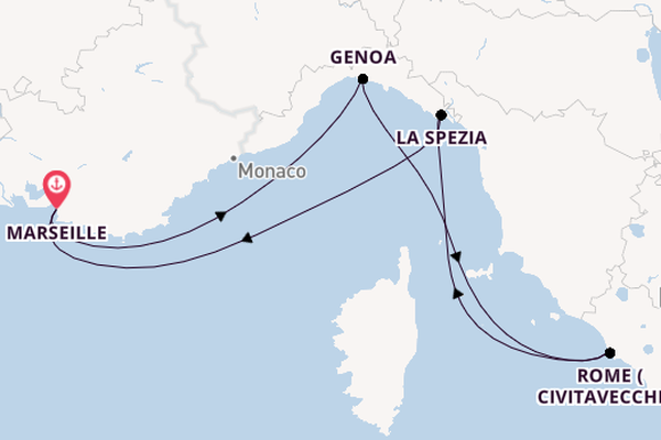 Western Mediterranean from Marseille, France with the MSC World Europa