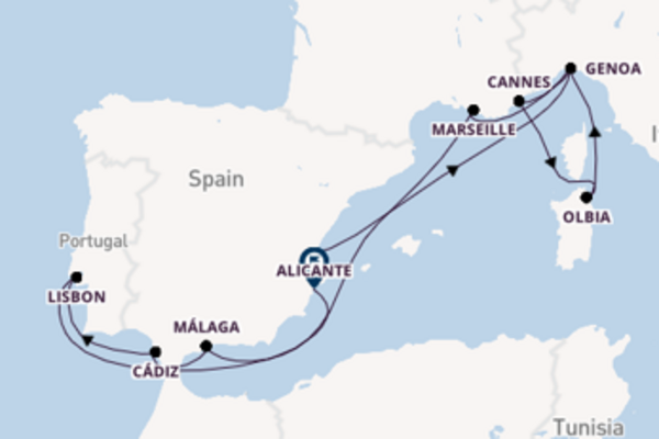 Sailing with the MSC Orchestra  to Alicante from Valencia