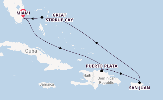 Caribbean from Miami, Florida, USA with the Norwegian Aqua