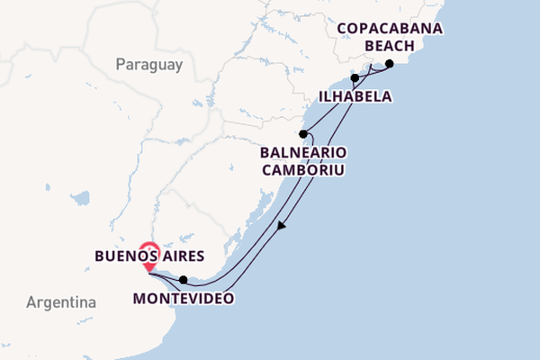 South America from Buenos Aires, Argentina with the Costa Serena