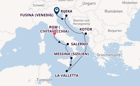 Mittelmeer ab Civitavecchia (Rom), Italien auf der Seven Seas Mariner