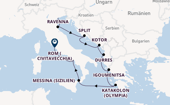 Mittelmeer ab Venedig, Italien auf der Insignia
