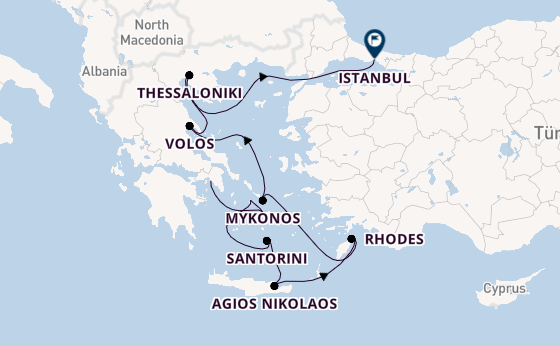 Eastern Mediterranean from Athens (Piraeus), Greece with the Silver Dawn