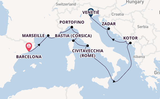Middellandse Zee vanaf Barcelona, Spanje met de Nautica