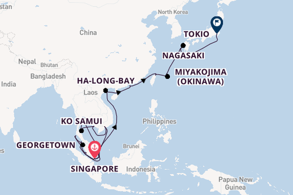 Zuidoost-Azië vanaf Singapore, Singapore met de Sapphire Princess