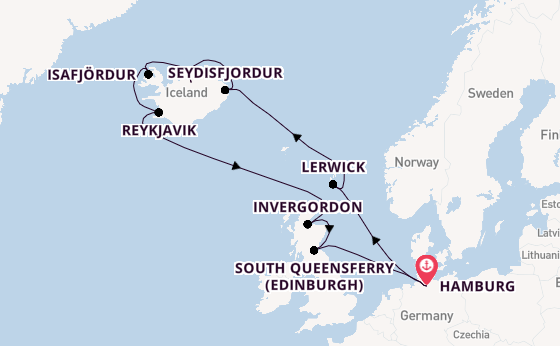 Arctic Ocean from Hamburg, Germany with the MSC Preziosa