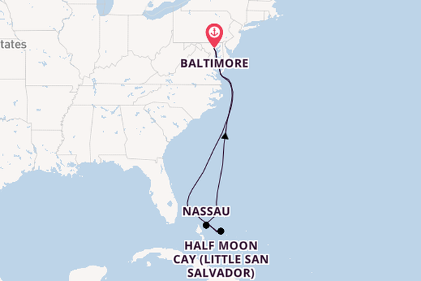 Caribbean from Baltimore, Maryland, USA with the Carnival Miracle