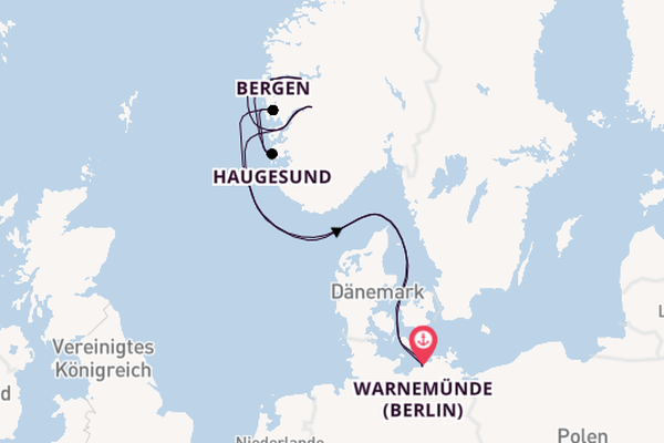 Norwegen ab Warnemünde (Berlin), Deutschland auf AIDAdiva
