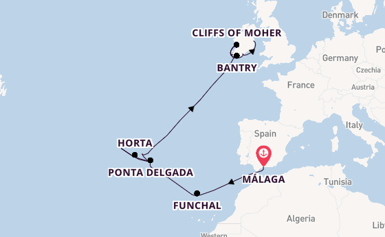 Britse Eilanden vanaf Málaga, Spanje met de Silver Wind