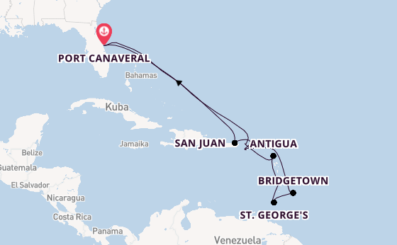 Karibik ab Port Canaveral, USA auf der Carnival Firenze
