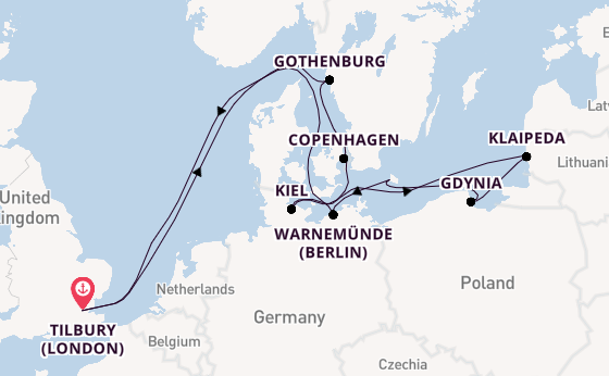 13 day cruise with the Ambience to Tilbury (London)
