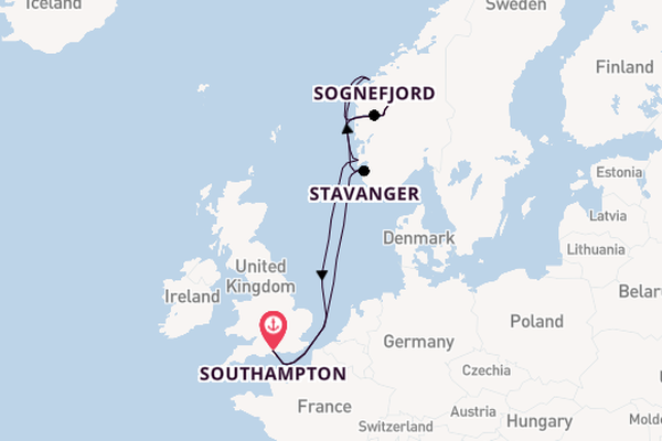 Norway from Southampton, England with the Arvia