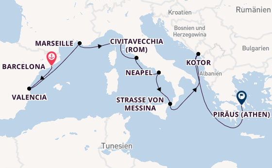 Westliches Mittelmeer ab Barcelona, Spanien auf der Nieuw Statendam