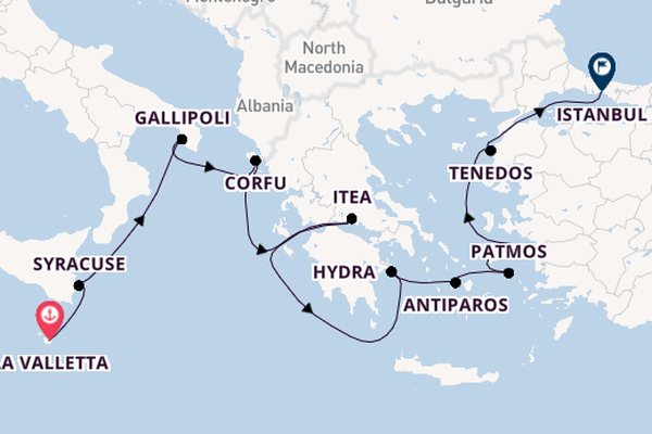 Middellandse Zee vanaf La Valletta, Malta met de Le Boréal
