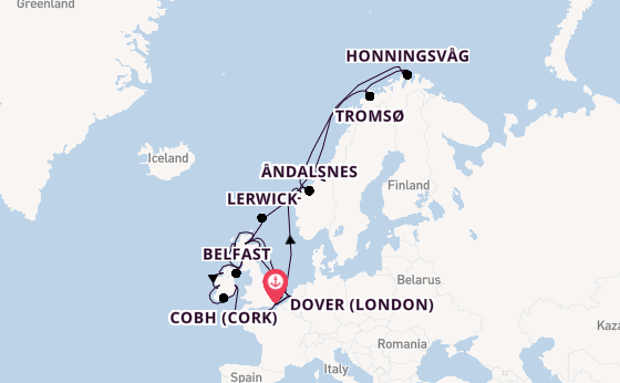 British Isles from Dover (London), England, United Kingdom with the Nieuw Statendam