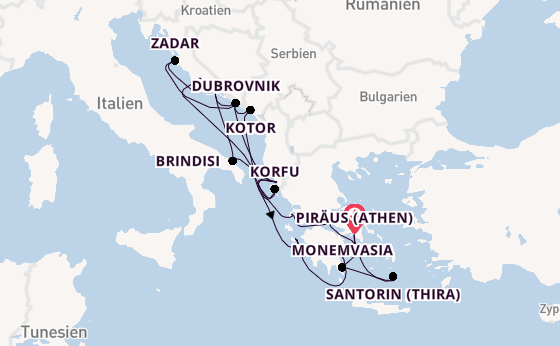 Östliches Mittelmeer ab Piräus (Athen), Griechenland auf der Seabourn Quest