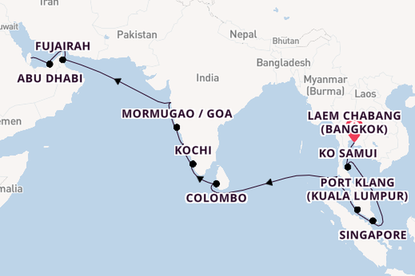 Southeast Asia from Laem Chabang (Bangkok), Thailand with the Seven Seas Navigator