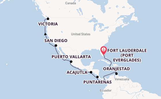 Mexican Riviera from Fort Lauderdale (Port Everglades), Florida with the Nieuw Amsterdam