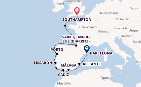 Westliches Mittelmeer ab Southampton, Großbritannien auf der Sirena