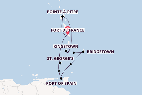 Zuidelijke Caraïben vanaf Fort de France, Martinique met de MSC Meraviglia