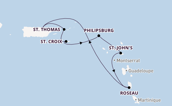 Caribbean vanaf San Juan, Puerto Rico met de Rhapsody of the Seas
