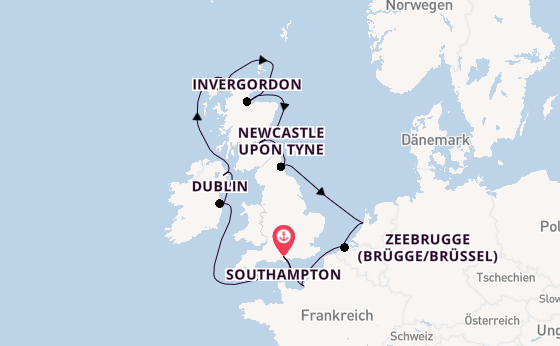 Britische Inseln ab Southampton, Großbritannien auf der Norwegian Sky