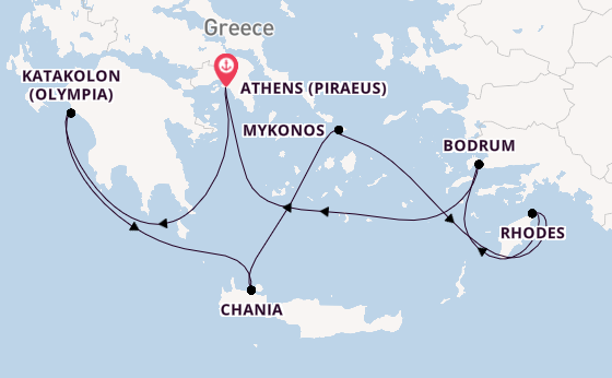 Eastern Mediterranean from Athens (Piraeus), Greece with the Seven Seas Splendor