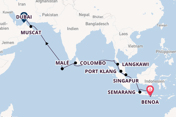 Südostasien ab Benoa, Indonesien auf der VASCO DA GAMA