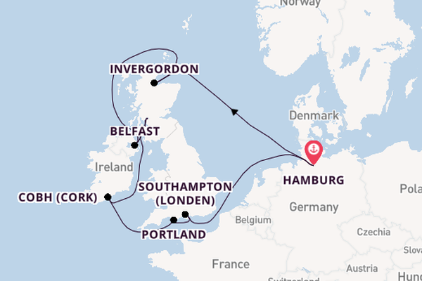 Britse Eilanden vanaf Hamburg, Duitsland met de Mein Schiff 2 