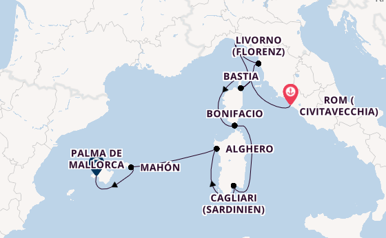 Westliches Mittelmeer ab Civitavecchia (Rom), Italien auf der EUROPA