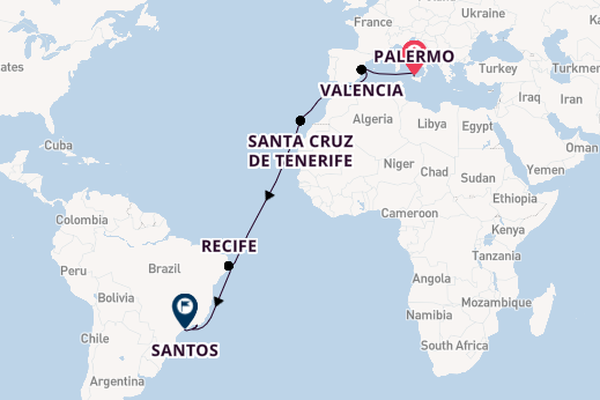 Transatlantic & Repositioning from Palermo, Sicily, Italy with the MSC Lirica