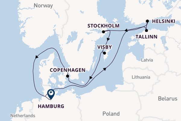 Baltic Sea from Kiel Canal, Germany with the Queen Victoria