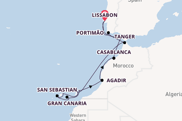 Canarische Eilanden vanaf Lissabon, Portugal met de Azamara Onward